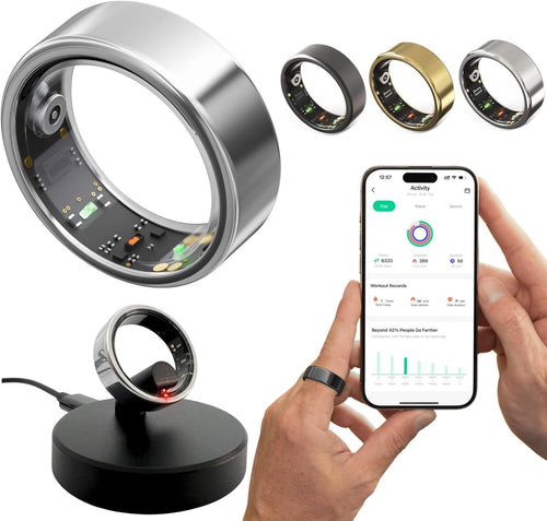 2025 Men'S Smart Ring, Health Tracker, Fitness Smart Ring, Heart Rate Activity Tracker, Sleep Monitor, Menstrual Cycle Monitor, Blood Oxygen Monitor, Calories Tracker (Silver, #7)